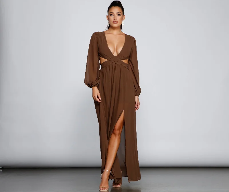 New Heights Chiffon Cutout Maxi Dress