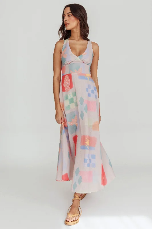 Sweethearts A-Line Print Maxi Dress Multi