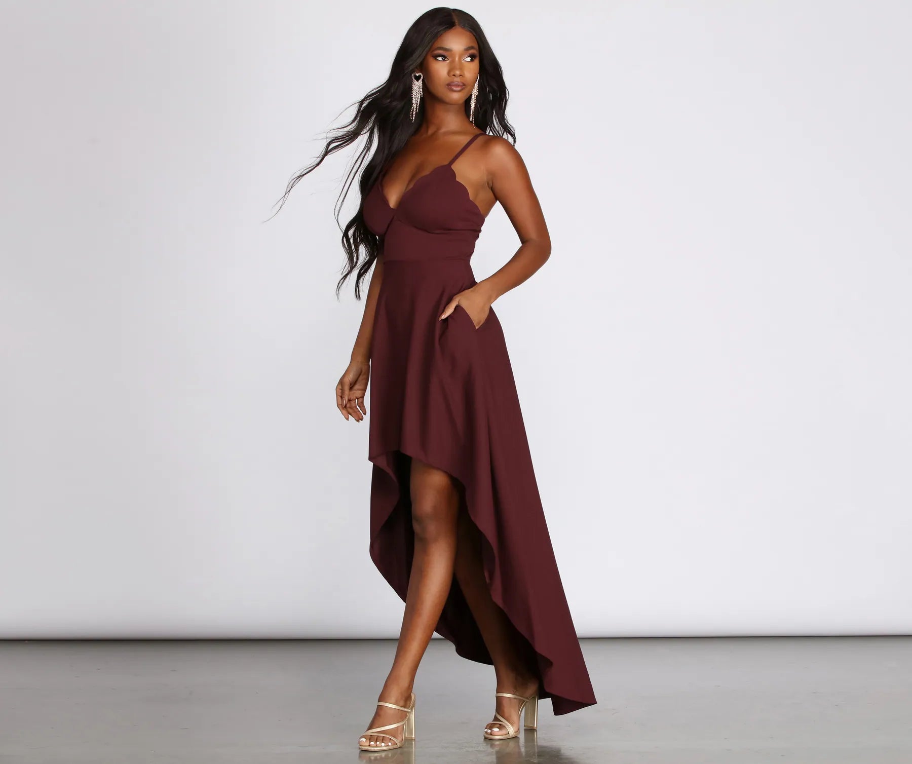 Zara Scallop V High Low Dress