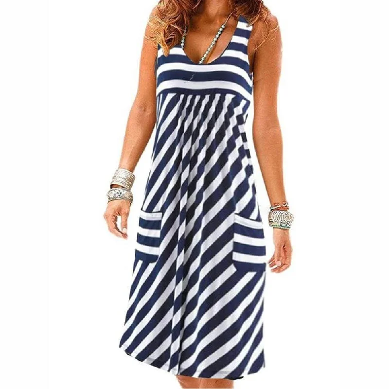 Fashion Striped Dress Large Size Summer Dress