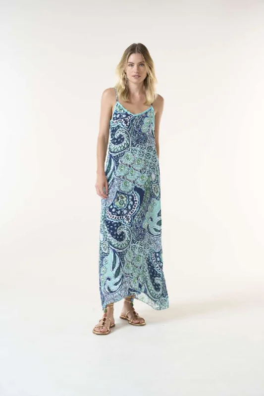 Pre Order Antoinette Slip Dress Brazil Blue in Blue S24-09681-712 by One Season