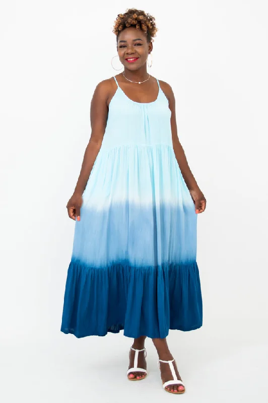 Boha Dress, Turquoise Dip-Dye