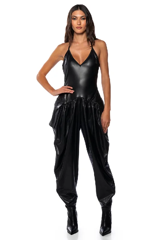 THALIA RELAXED FIT HALTER NECK JUMPSUIT