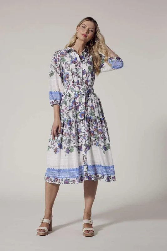 Calliope Shirt Dress in White Multi LS2736 by Loobie's Story