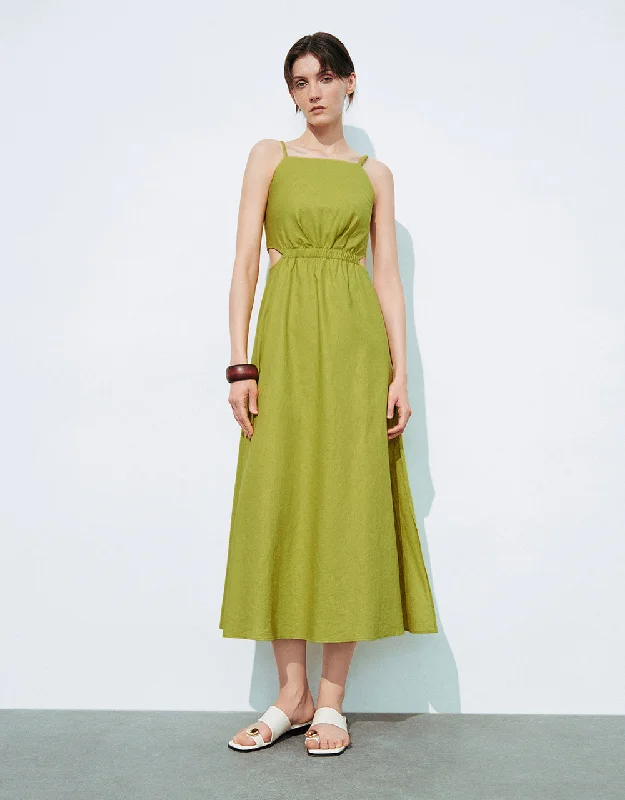 Cut-Out Sleeveless Off-Shoulder A-Line Dress