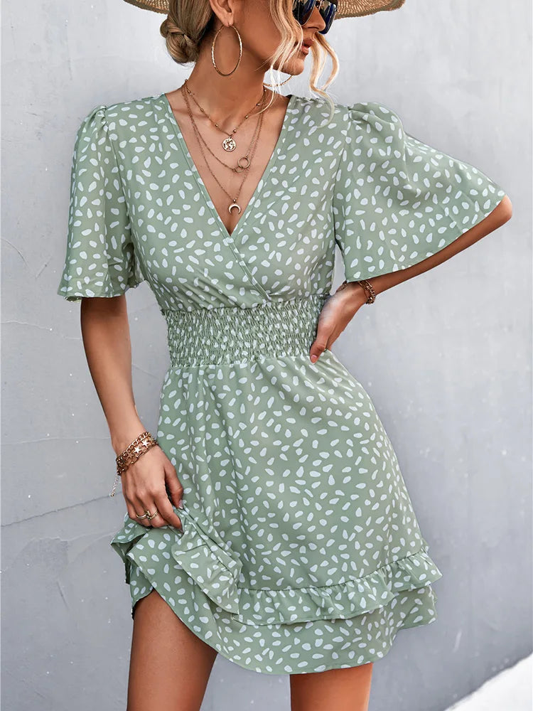 DressBetty - 2024 Elegant Lotus Leaf Sleeve Summer Dress Boho Dress