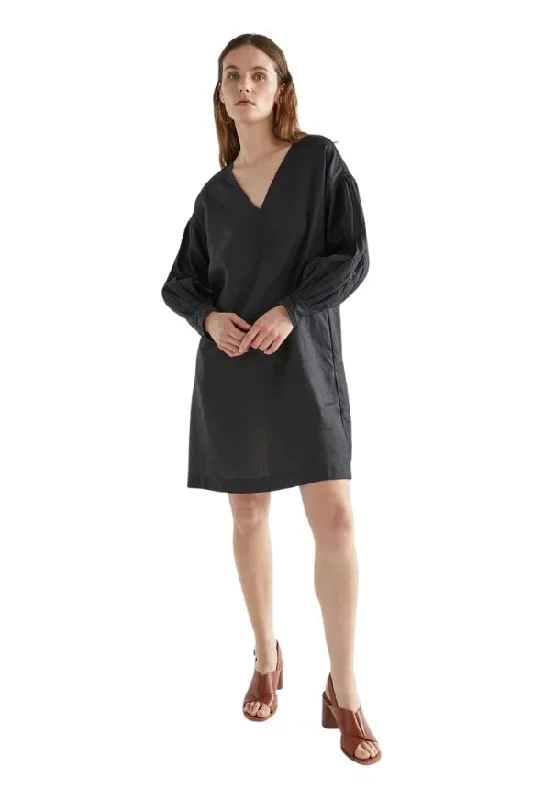 Elk Vassa Linen Dress - Black