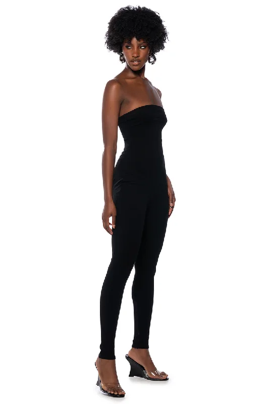 FEELIN MYSELF BODYCON TUBE JUMPSUIT IN BLACK