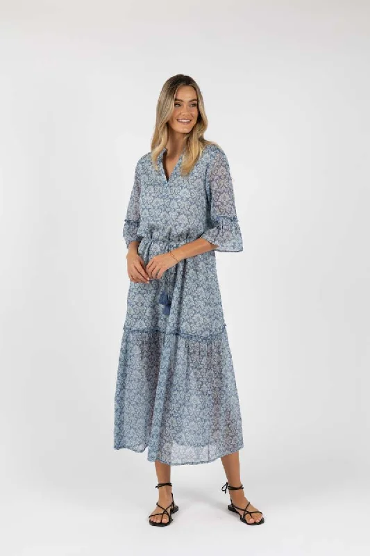 Fiesta Aries Dress in Blue Print HS24301 by Humidity Lifestyle