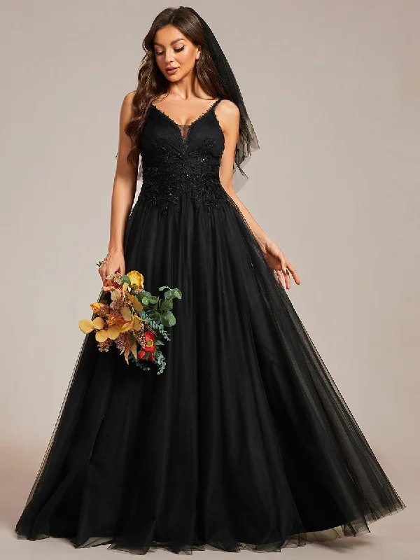 Gloria black tulle wedding or ball gown with beading s8 Express NZ wide