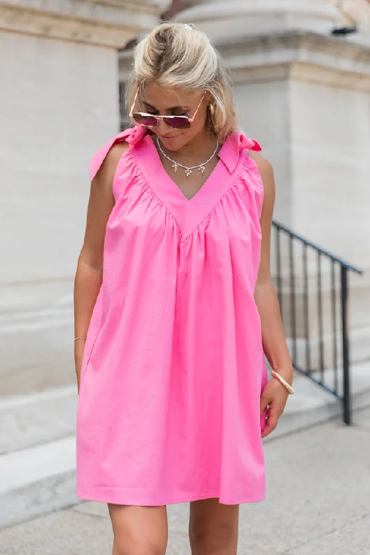 Good Reminder Pink Shoulder Tie Romper FINAL SALE