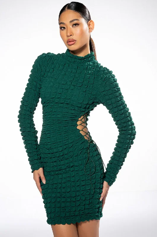 KAI TEXTURED DRESS WITH CUTOUT DETAILS