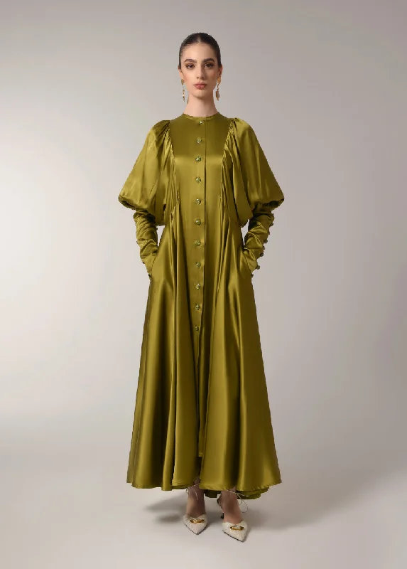 KHAKI SILK DRESS