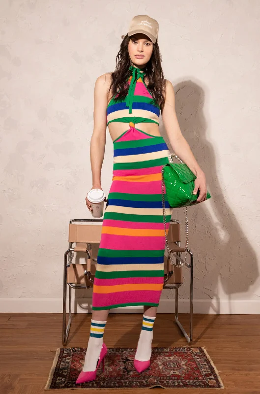 LIFESAVER STRIPE SWEATER DRESS