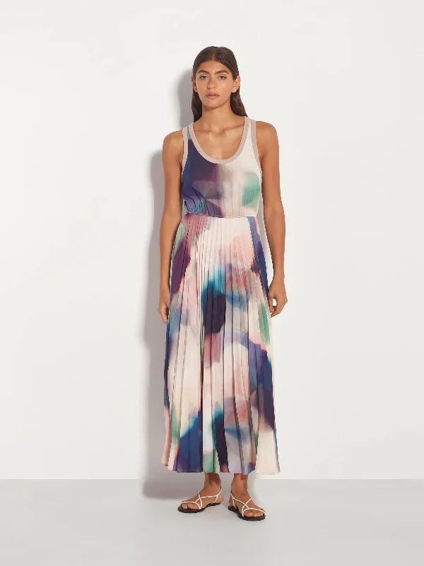 Lillian Pleat Dress (Illuminate Crepe) Prism