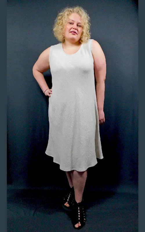 LINEN Viscose -  BIAS cut Sleeveless Dress - Oatmeal