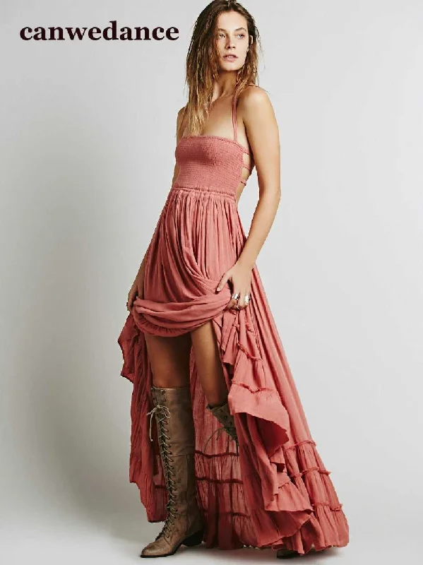 Long Backless Cotton Beach Sexy Dress