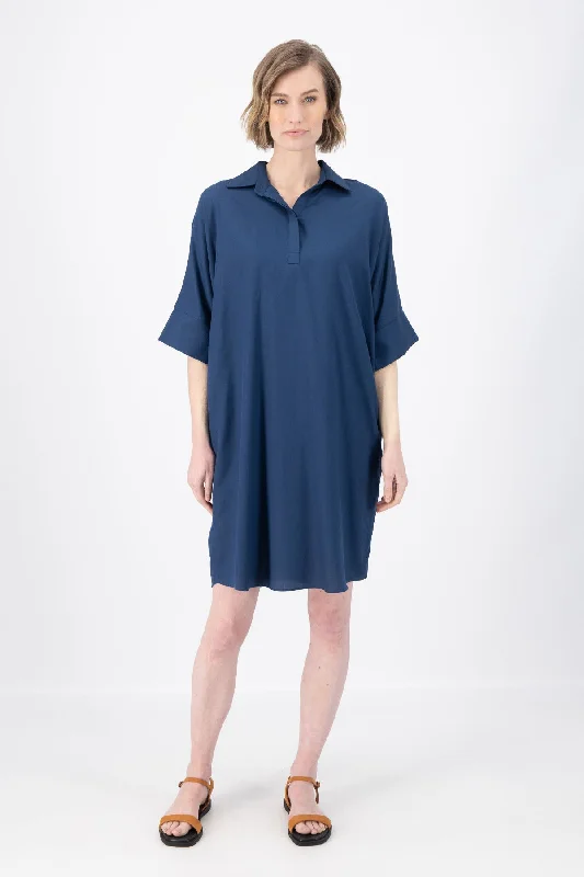 Marianna Estilo Shift Dress Navy in Cotton/Rayon