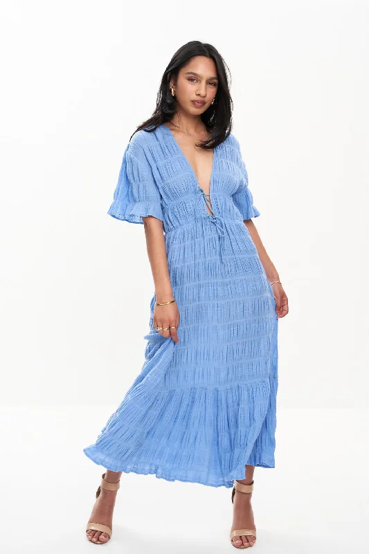 MIRELLA V-NECK DRESS (CORNFLOWER)