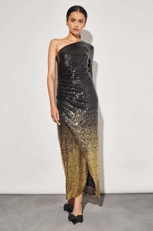 Modern Fit Ombre Sequin One-Shoulder Gown