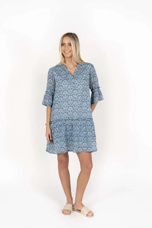 Paradise Aries Dress in Blue Print HS24302 by Humidity Lifestyle