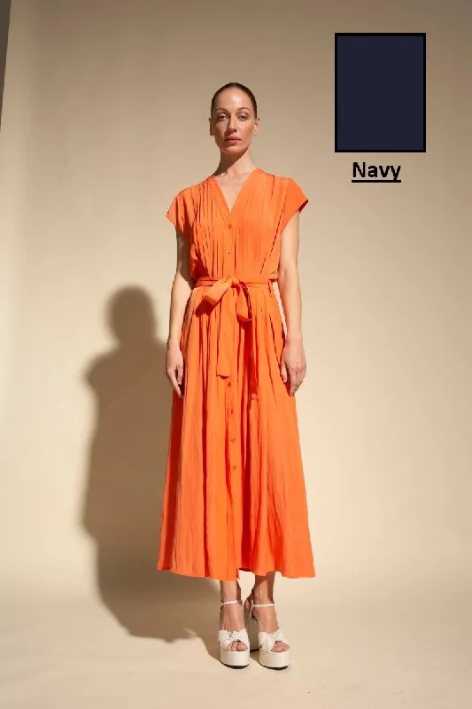 Pencil Pleat Dress in Navy F67 3192 by Mela Purdie