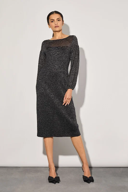 Plus Size Shimmer Knit Midi Sheath Dress