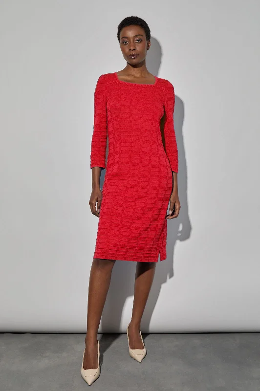 Plus Size Textured Soft Knit Sheath Dress