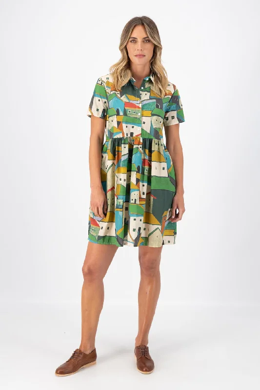 Pueblito Villa Dress Green in Cotton | Pre-Order (XS, M)