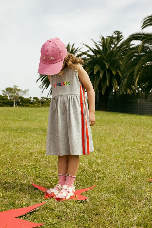 Relaxed Cotton Dress - Grey/Red