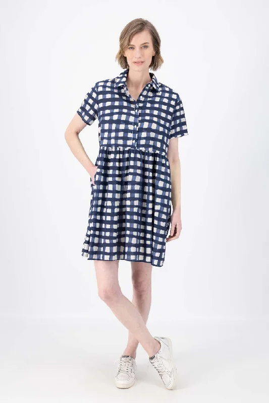 Rosa Villa Dress Navy in Cotton