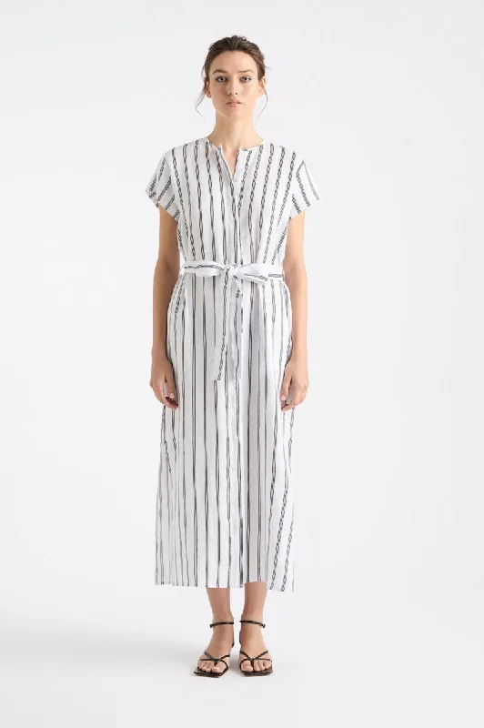 Shell Dress in Linen Tri Stripe F723 3258 by Mela Purdie