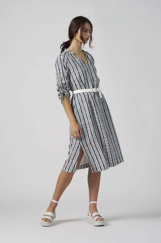 Spot the Stripe Dress in Navy Sage MS1330 by Madly Sweetly