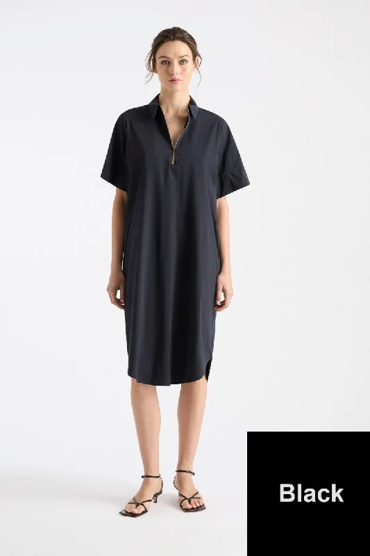 SS Zip Front Dress in Black F65 3243 by Mela Purdie