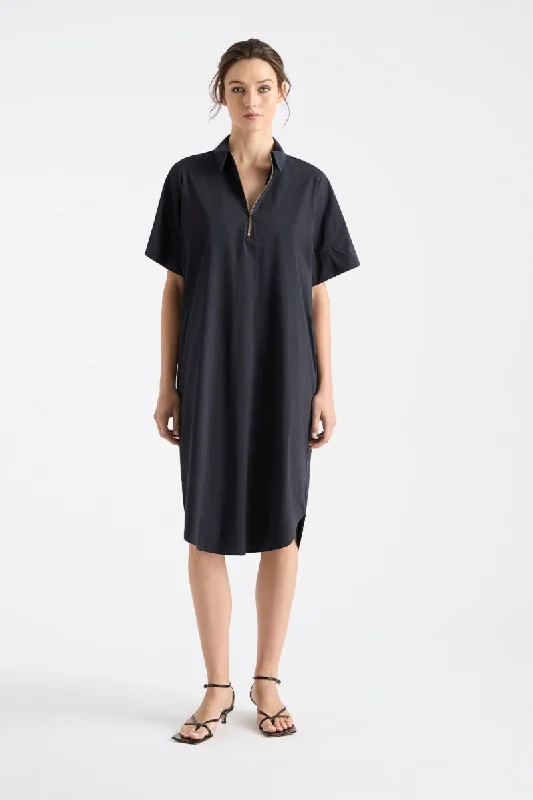 SS Zip Front Dress in French Navy F65 3243 by Mela Purdie