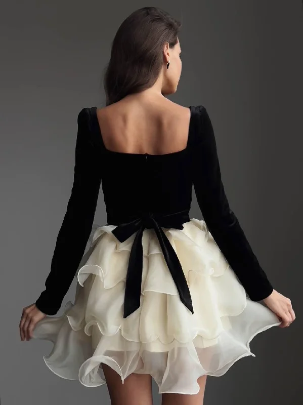 Stunning Black-White Contrast Dress