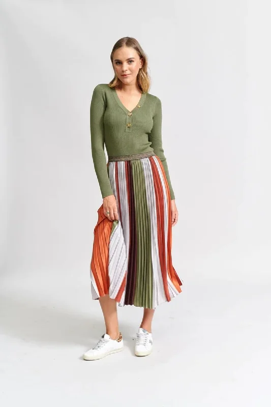 The Others - The Sunray Pleat Skirt - Khaki