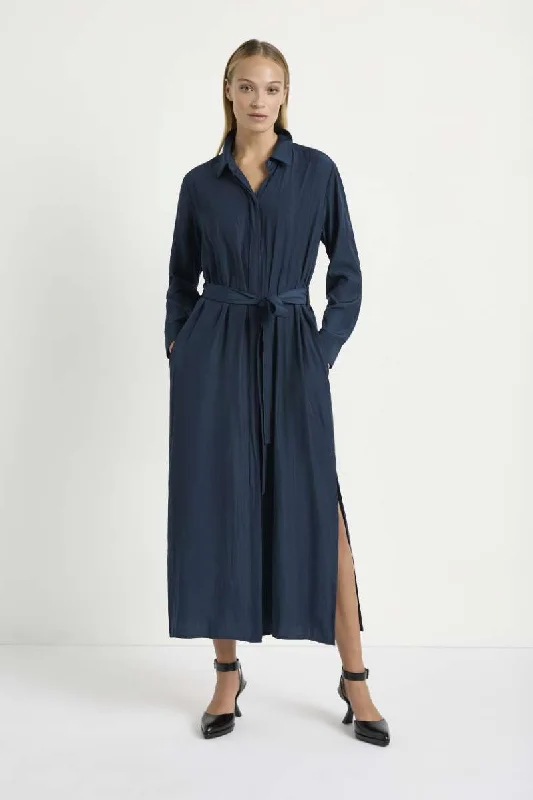 Tie Shirt Dress in Beluga F67 3285 by MELA PURDIE