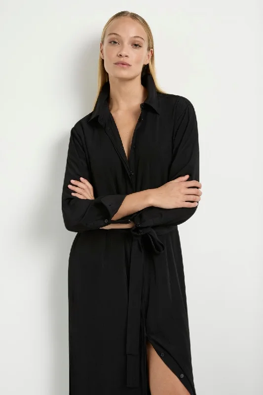 Tie Shirt Dress in Black F67 3285 by MELA PURDIE