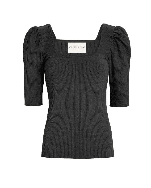 TIFFANY KNIT TOP- BLACK