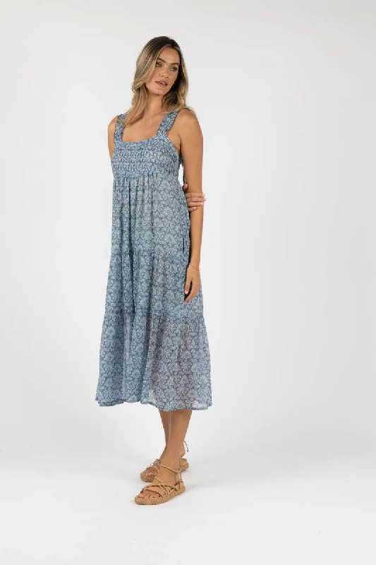 Vacay Aries Dress in Blue Print HS24300 by Humidity Lifestyle