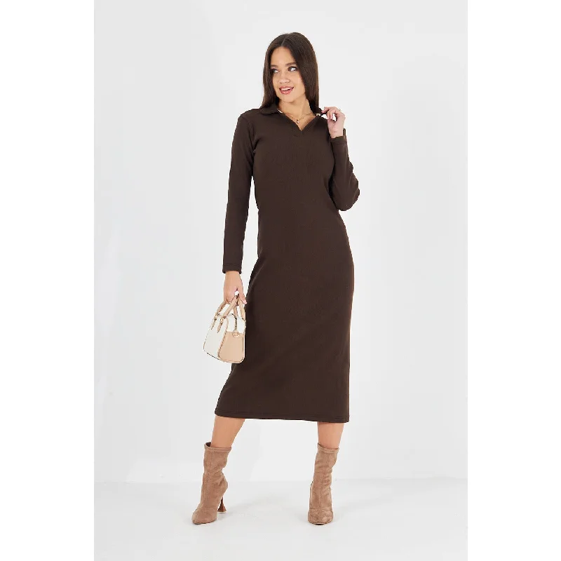 Brown Polo Bodycon Dress