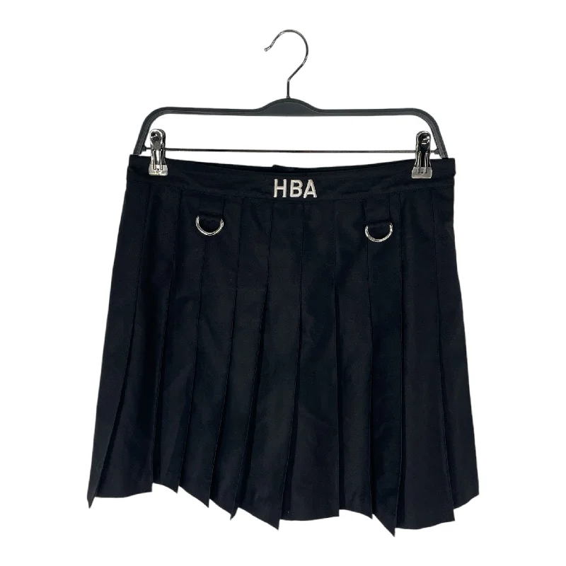 HOOD BY AIR./Skirt/L/Cotton/BLK/PLEATED SIRT W D RINGS