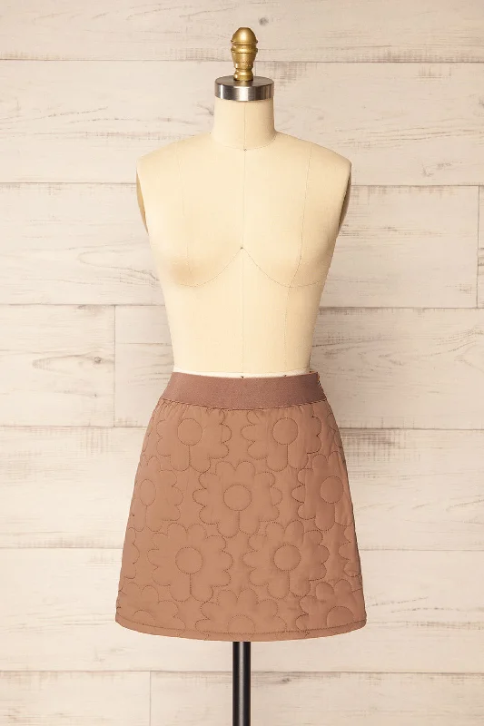 Morlaix | Floral Quilted Taupe Skirt