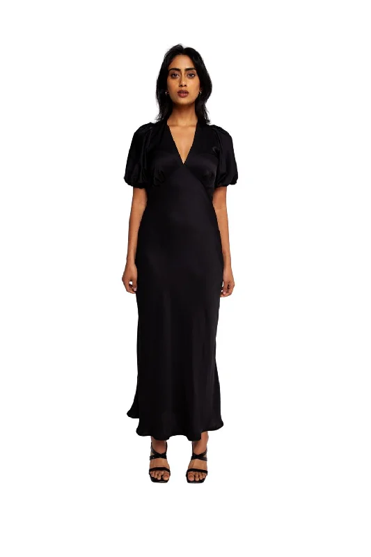 Uma Satin Dress Black