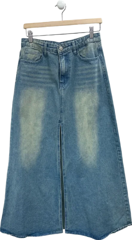 PrettyLittleThing Blue Denim Midi Skirt UK 10