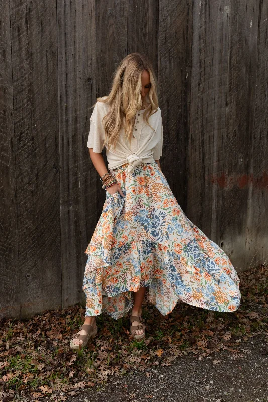 The Nest Swing Of Things Pocketed Midi Skirt - Floral