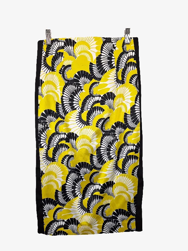 Cue Mustard Shiny Pencil Midi Skirt Size 8