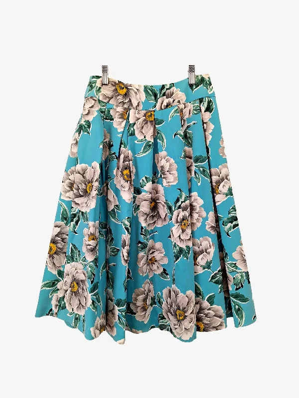 Review Aqua Floral Box Pleated Midi Skirt Size 8