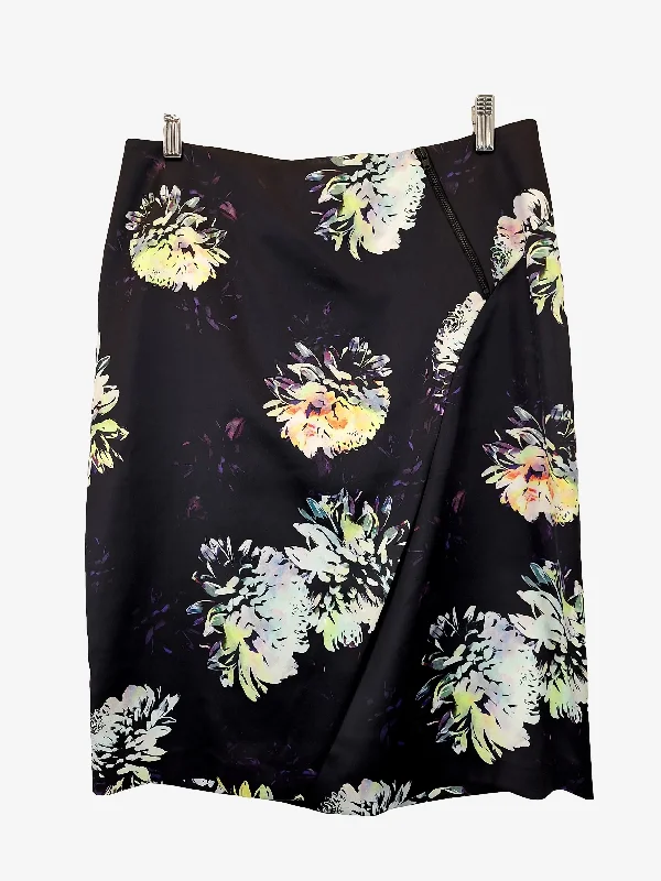 Veronika Maine Side Zip Work Floral Midi Skirt Size 12